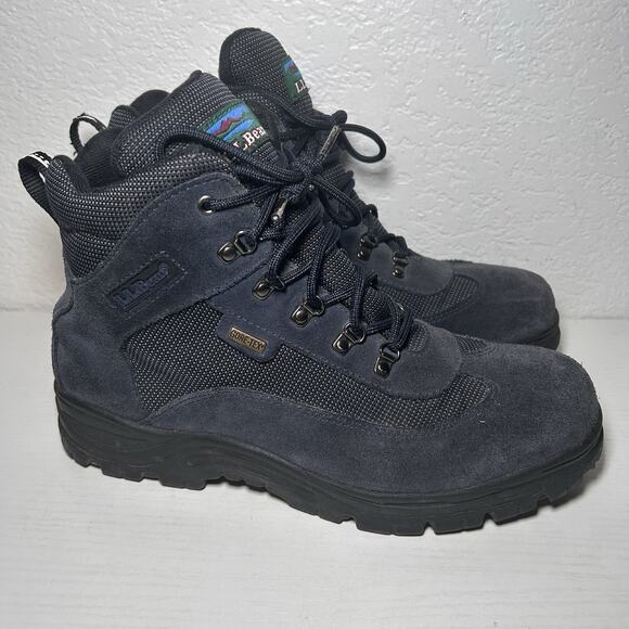 LL BEAN TEK 2 BLUE SUEDE LEATHER WATERPROOF INSULATED BOOTS Gore-Tex WOMEN SZ 9M - Picture 1 of 8